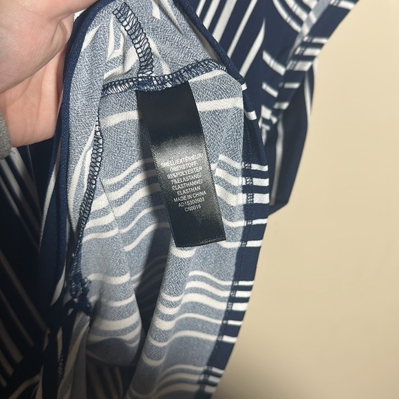 Adrianna Papell‎ Striped Navy White Career Top | Large - Picture 5 of 5